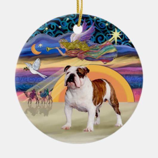 Kerstster - Engelse Bulldog 5 Keramisch Ornament (Voorkant)