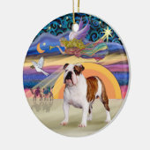 Kerstster - Engelse Bulldog 5 Keramisch Ornament (Links)