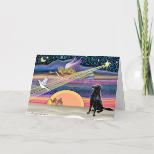 Kerstster - Flat Coated Retriever Feestdagen Kaart (Voorkant)