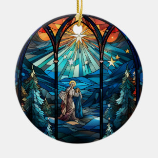 Kerstster gebrandschilderd glas stijl keramisch ornament