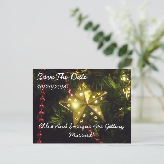 Kerstster gepersonaliseerd Bewaar de datum Aankondigingskaart (Staand voorkant)
