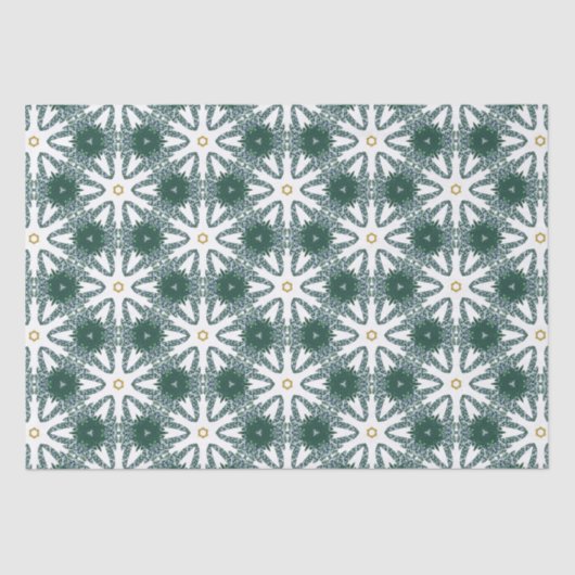 Kerstster Groen Goud Luxe Patroon Tissuepapier (Voorkant)