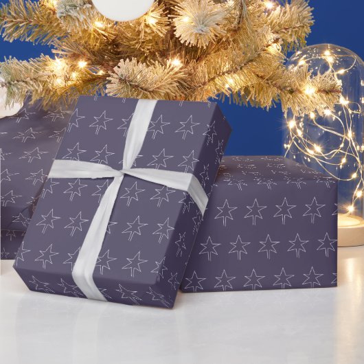Kerstster Indigo Night Cadeaupapier (Feestdagen)