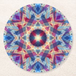 Kerstster Jolly Blue Fun Paarse Helderrood Ronde Kartonnen Onderzetter