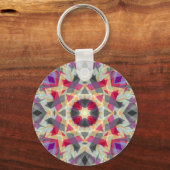 Kerstster Jolly Grey Fun Paarse Helder Roze Sleutelhanger (Voorkant)