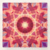 Kerstster Jolly Red Fun Paarse Heldergeel Glazen Onderzetter (Voorkant)