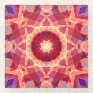 Kerstster Jolly Red Fun Paarse Heldergeel Glazen Onderzetter