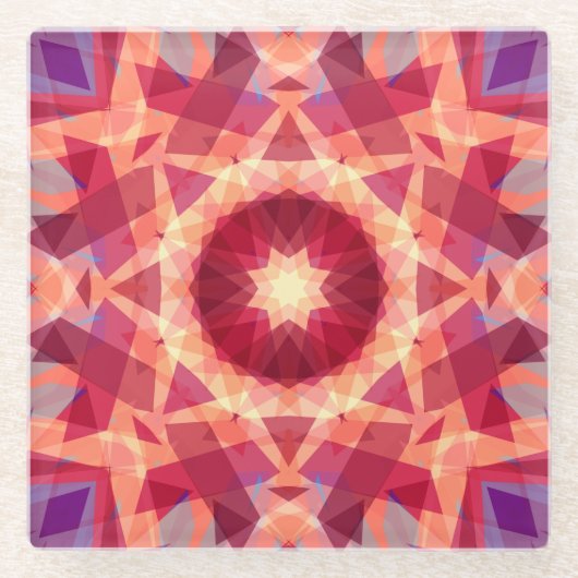 Kerstster Jolly Red Fun Paarse Heldergeel Glazen Onderzetter (Voorkant)