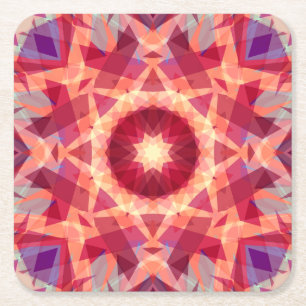 Kerstster Jolly Red Fun Paarse Heldergeel Kartonnen Onderzetters