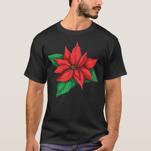 Kerstster. Kerst Decor Bloem T-shirt (Voorkant)