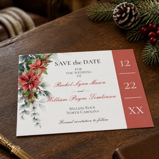 Kerstster Kerst Huwelijk Save the Date Kaart