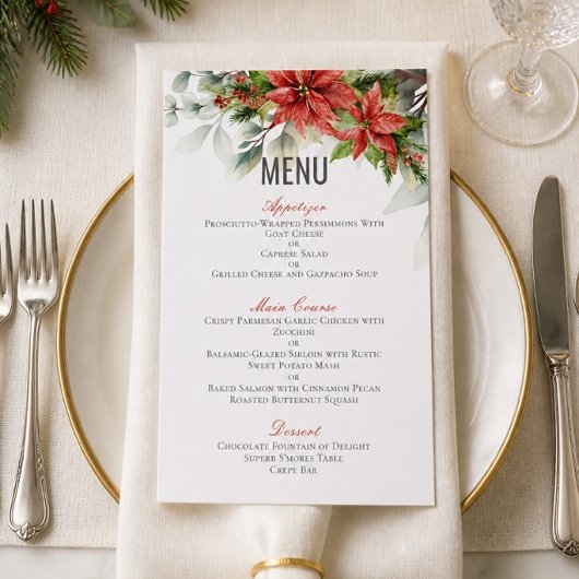 Kerstster Kerstdiner Bruiloft 4.5" x 6.25" Menu