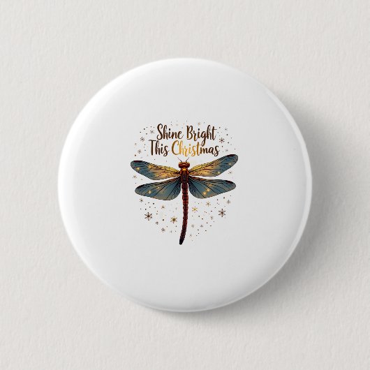 Kerstster Libel Ronde Button 5,7 Cm (Voorkant)
