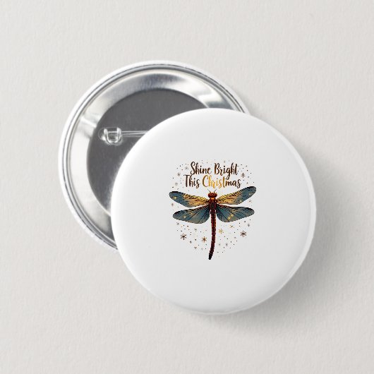 Kerstster Libel Ronde Button 5,7 Cm (Voorkant /achterkant)