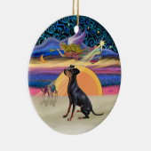 Kerstster - Manchester Terrier Keramisch Ornament (Rechts)