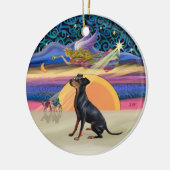Kerstster - Manchester Terrier Keramisch Ornament (Links)