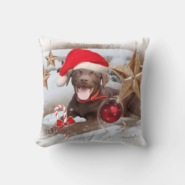 kerstster met chocolade Lab Kussen (Voorkant)