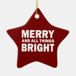 Kerstster met rode en witte kleuren en vrolijke bo keramisch ornament