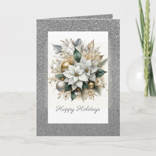 Kerstster met zilveren glitters  feestdagen kaart (Voorkant)