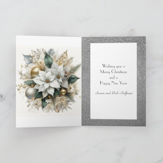 Kerstster met zilveren glitters  feestdagen kaart (Binnen)