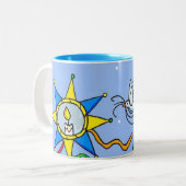 kerstster Oekraïense volkskunst Tweekleurige Koffiemok (Voorkant links)