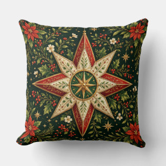 Kerstster Ornament Poinsettia Hulst Vintage Kussen