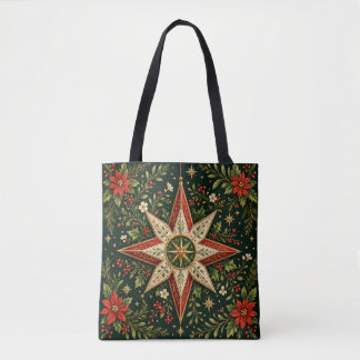 Kerstster Ornament Poinsettia Hulst Vintage Tote Bag