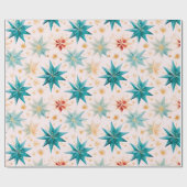 Kerstster Ornamenten Groen Goud Kerst Cadeaupapier (Vlak)