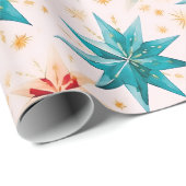 Kerstster Ornamenten Groen Goud Kerst Cadeaupapier (Rol Hoek)