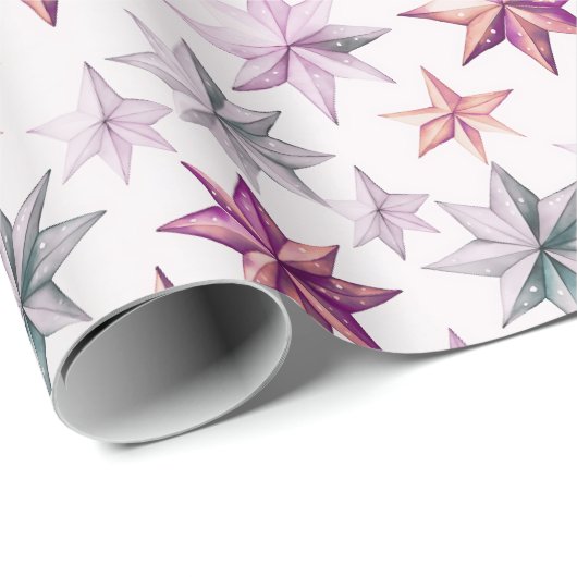 Kerstster Ornamenten Moderne Kerst Cadeaupapier (Rol Hoek)
