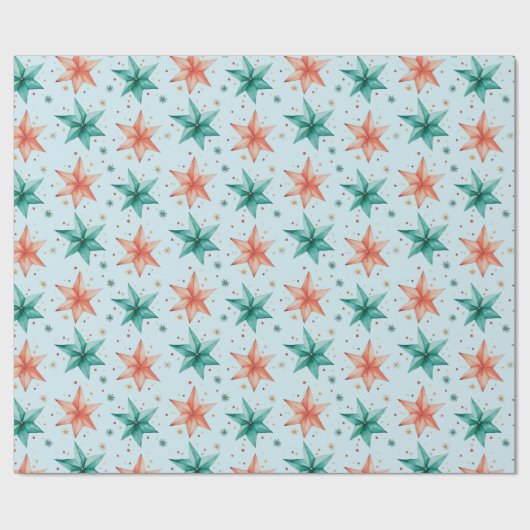 Kerstster Ornamenten Moderne Kerst Cadeaupapier (Vlak)