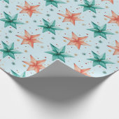 Kerstster Ornamenten Moderne Kerst Cadeaupapier (Hoek)