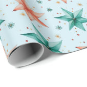 Kerstster Ornamenten Moderne Kerst Cadeaupapier (Rol Hoek)