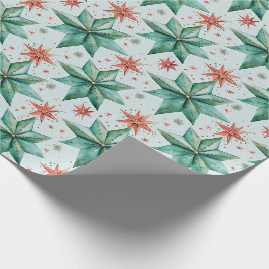 Kerstster Ornamenten Moderne Kerst Cadeaupapier (Hoek)