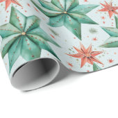 Kerstster Ornamenten Moderne Kerst Cadeaupapier (Rol Hoek)