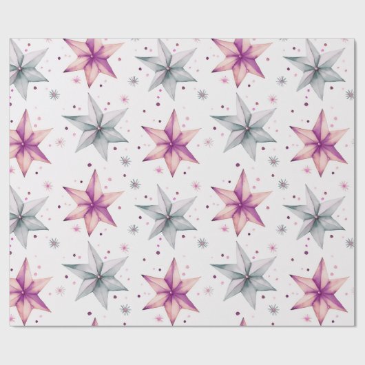 Kerstster Ornamenten Moderne Kerst Cadeaupapier (Vlak)
