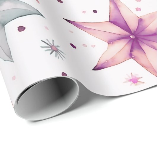 Kerstster Ornamenten Moderne Kerst Cadeaupapier (Rol Hoek)