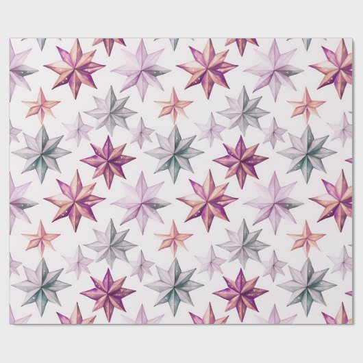 Kerstster Ornamenten Moderne Kerst Cadeaupapier (Vlak)