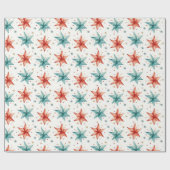 Kerstster Ornamenten Moderne Kerst Cadeaupapier (Vlak)