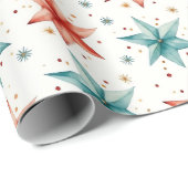 Kerstster Ornamenten Moderne Kerst Cadeaupapier (Rol Hoek)