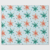 Kerstster Ornamenten Moderne Kerst Cadeaupapier (Vlak)