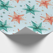 Kerstster Ornamenten Moderne Kerst Cadeaupapier (Hoek)