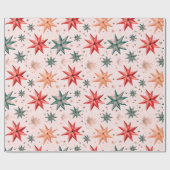 Kerstster Ornamenten Rood Blauw Moderne Kerst Cadeaupapier (Vlak)