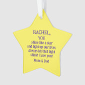 Kerstster/ouders naar dochter/u bent net zo ornament (voorkant)