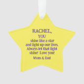 Kerstster/ouders naar dochter/u bent net zo ornament (voorkant)