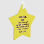 Kerstster/ouders naar dochter/u bent net zo ornament (voorkant)