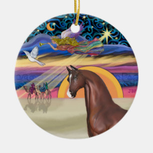 Kerstster - Paard (bruin) Keramisch Ornament