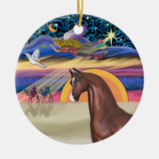 Kerstster - Paard (bruin) Keramisch Ornament (Voorkant)