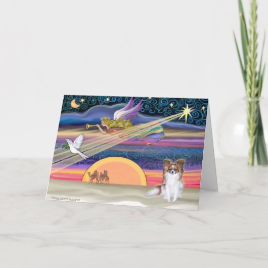 Kerstster - Papillon (rood sable) - Feestdagen Kaart (Voorkant)