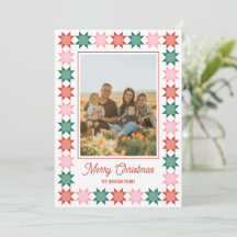 Kerstster patchwork omkaderde vakantiefotokaart